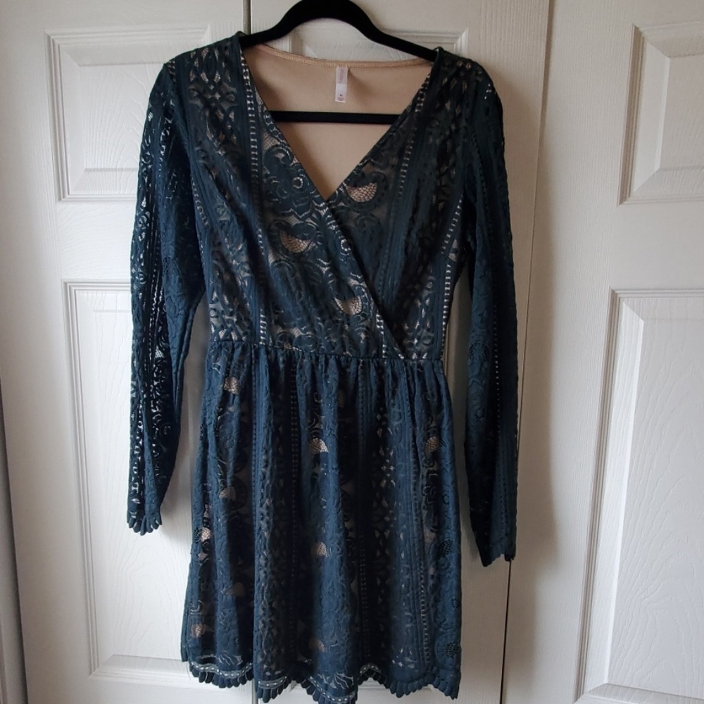 Dark green lace dress